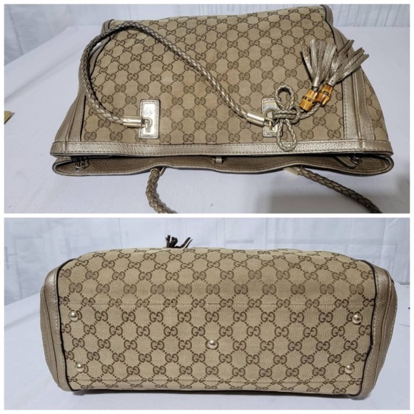 Authentic Gucci Bella Original Canvas GG Tote Bag Beige/Ebony - Picture 8 of 12